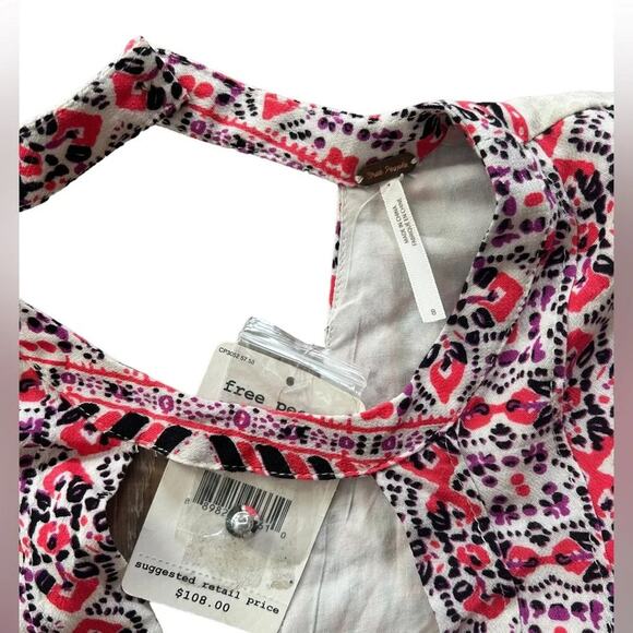 NWT Free People Tegan Boarder Printed Mini Dress in Ivory Combo - Picture 11 of 12